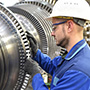Engineer checking a turbine