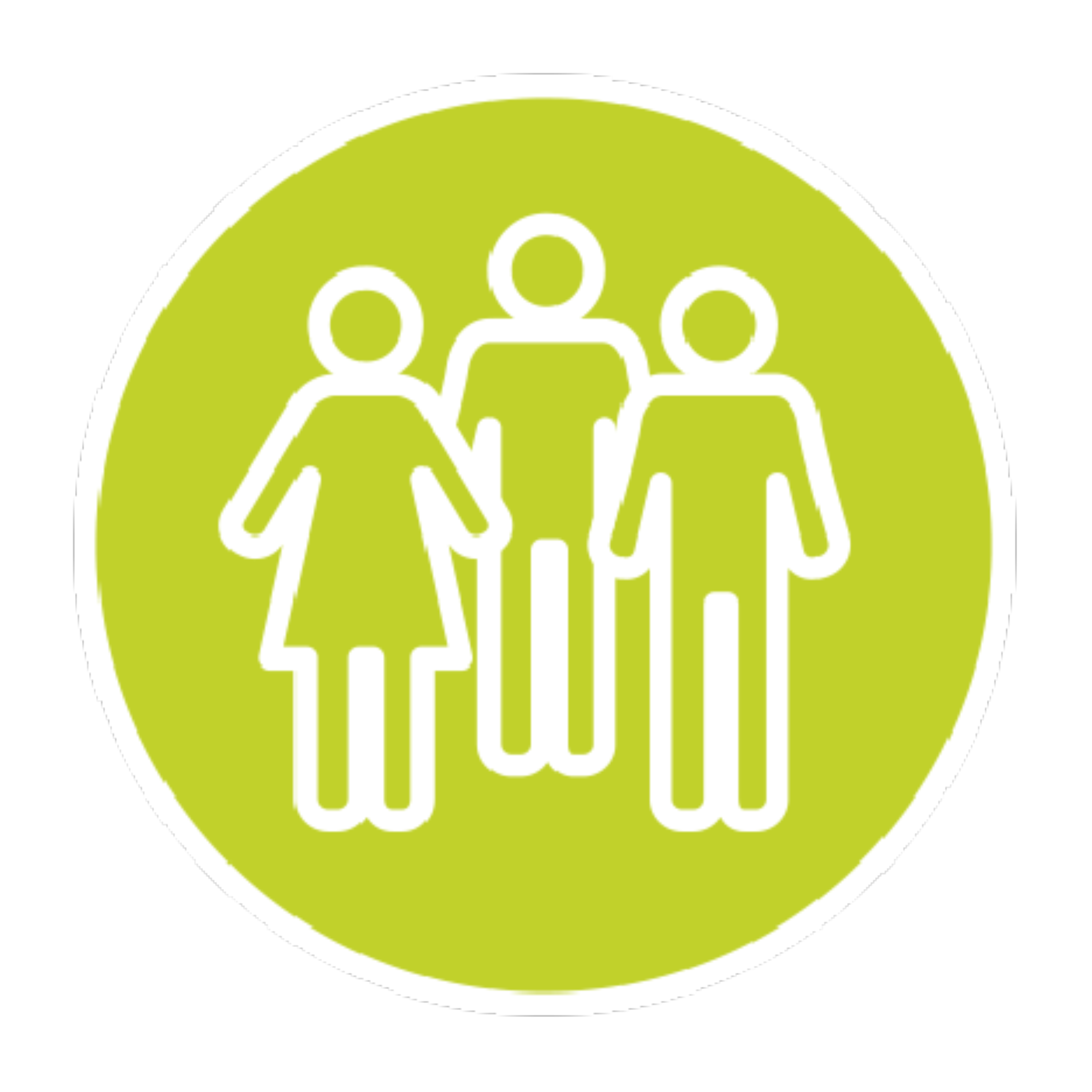 Drawing of three people stood together.