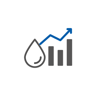 Oil droplet and increased chart icon
