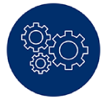 Gears icon in indigo