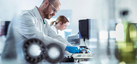 Lab analist working on a bearing